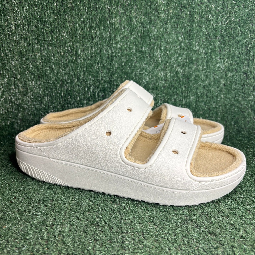 NEW Crocs Classic Cozzzy Towel Fleece Lined Comfort Sandal White Men 10 Women 12
